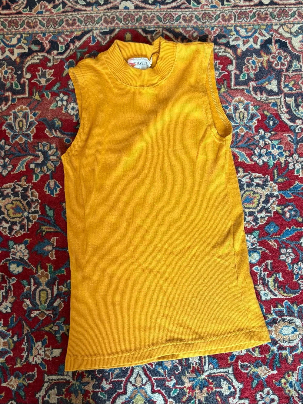 Vintage 70s Sleeveless Knit Top - Mustard Yellow